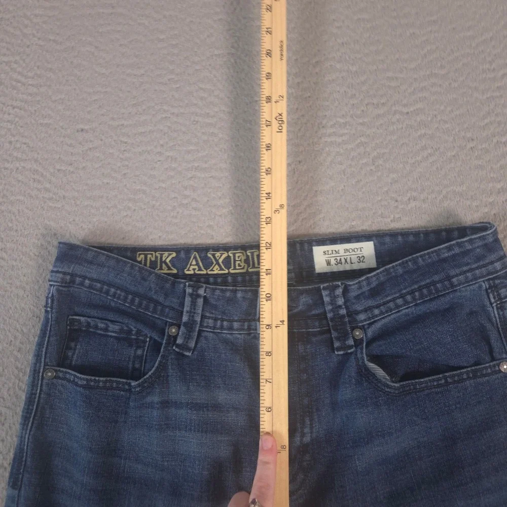 TK Axel Jeans Mens 34x32 Blue Slim Boot Stretch Denim Pants Preppy Casual Urban